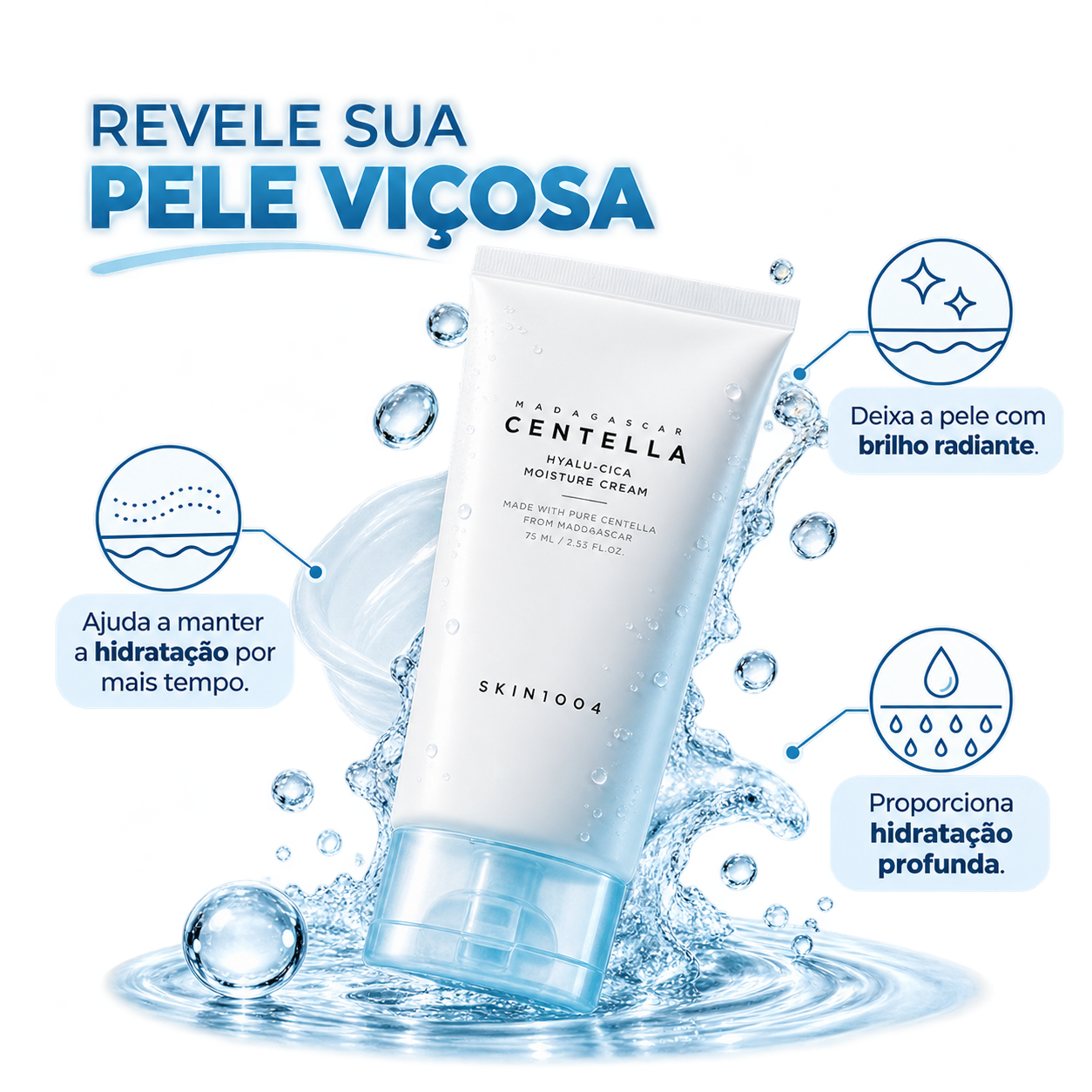 Centella SKIN1004 Hyalu-Cica Moisture Cream – Hidratante Facial para Pele Seca e Desidratada