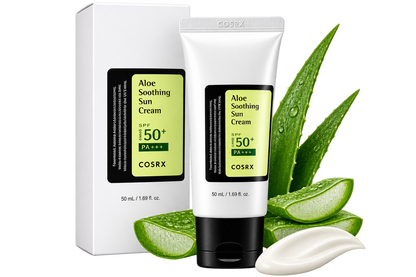 COSRX Aloe Soothing Sun Cream SPF50+ 50 ml — embalagem e produto